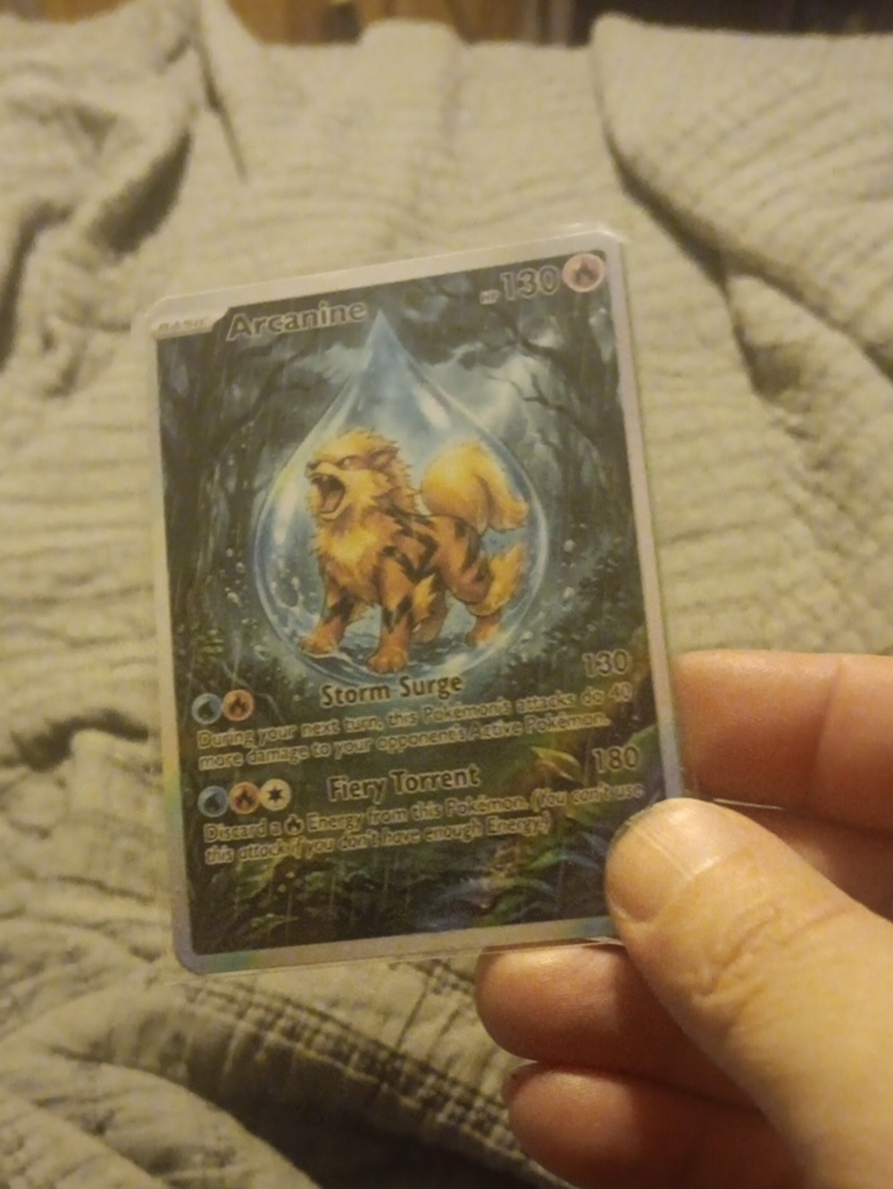 Pokemon Arcanine Trading Card — Yellow and Blue Illustration